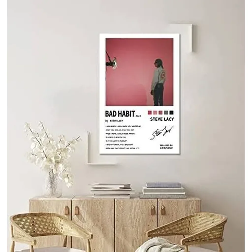 ALAYRA Steve Lacy Poster Bad Habit Album Cover Posters Music Artist Canvas Poster Art Deco for Living Room Office Decoration Poster 12"x 18" Unframe 01 - Image 2
