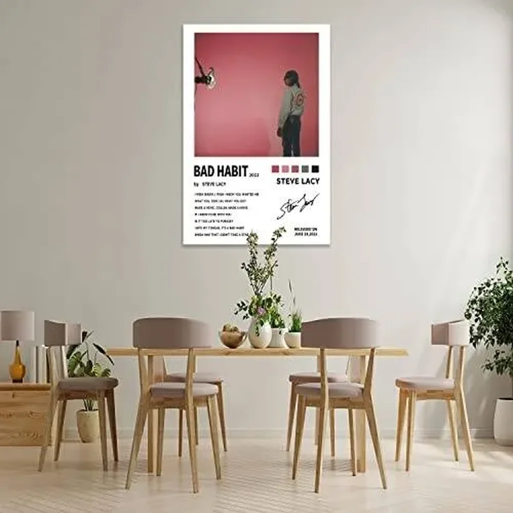 ALAYRA Steve Lacy Poster Bad Habit Album Cover Posters Music Artist Canvas Poster Art Deco for Living Room Office Decoration Poster 12"x 18" Unframe 01 - Image 3