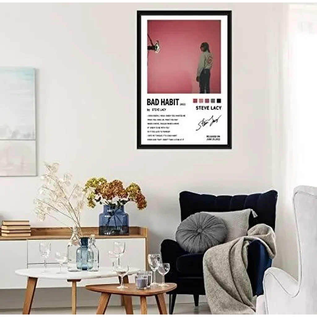 ALAYRA Steve Lacy Poster Bad Habit Album Cover Posters Music Artist Canvas Poster Art Deco for Living Room Office Decoration Poster 12"x 18" Unframe 01 - Image 4