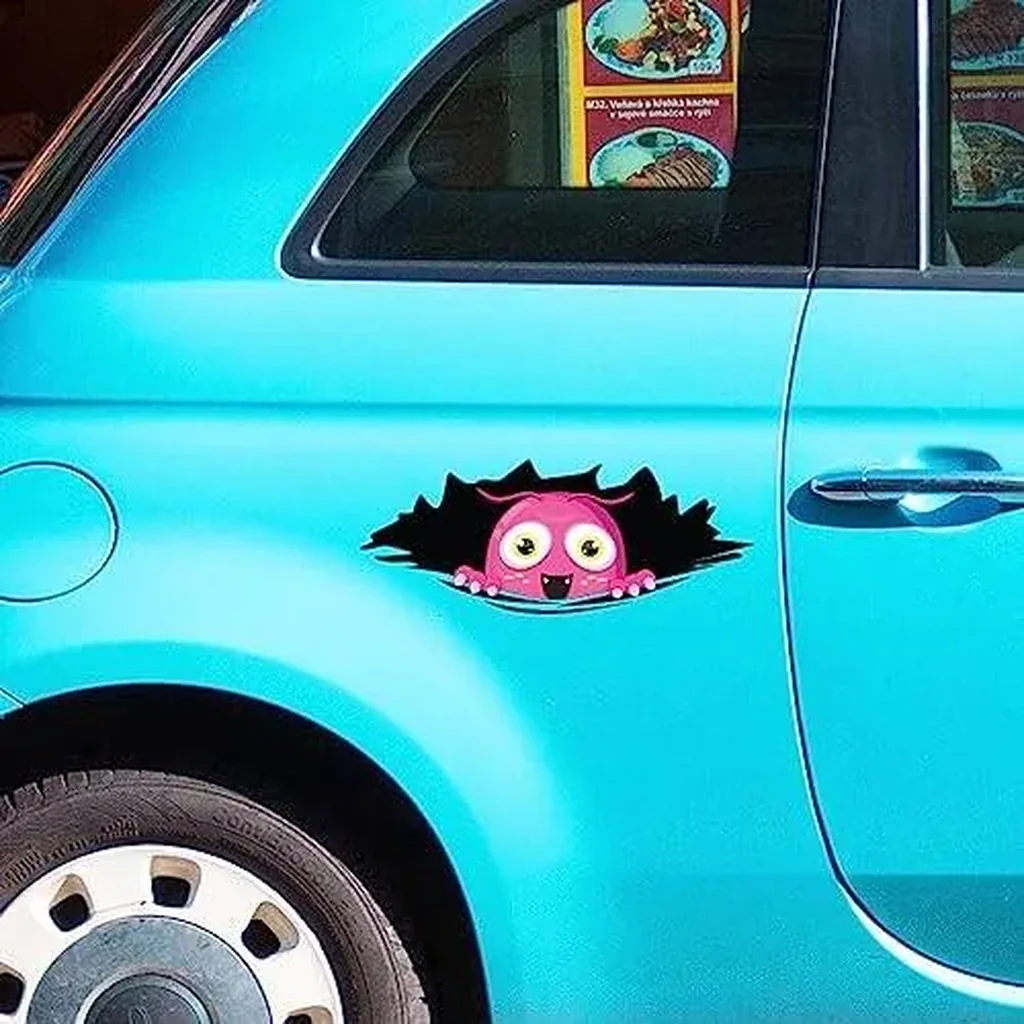ALAYRA Stickios Bumper Sticker for Cars, Trucks, Laptops & More, Cute Pink Peekie Monster 01 - Image 2