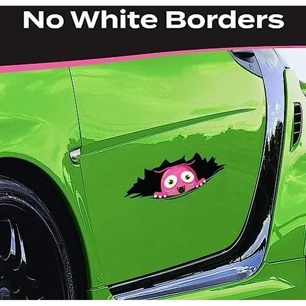 ALAYRA Stickios Bumper Sticker for Cars, Trucks, Laptops & More, Cute Pink Peekie Monster 01 - Image 4