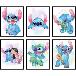 ALAYRA Stitch Room Decor - Stitch Poster, Stitch Decor, Stitch Wall Decor, Lilo and Stitch Bedroom Decor, Stitch Decorations for Room, Lilo and Stitch Decor, Nursery - 6 Pack (8x10) Unframed 01