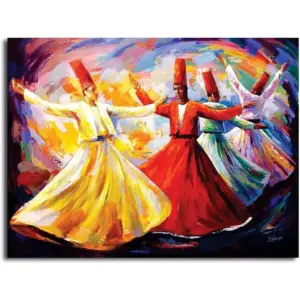 ALAYRA Sufi Dance Unframed Canvas Painting for Living Room, Bedroom and Office Wall Decoration Home Decor (12x9 Inches, Small 01