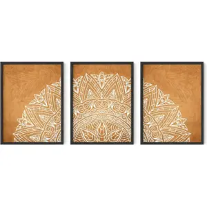 ALAYRA Sun Boho Art Prints Sets of 3 (Tan Mandala, 12x16 Unframed) 01