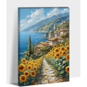 ALAYRA Sunflower Wall Art - Sunflower Pictures Bathroom Decor, Sunflower Wall Decor for Kitchen, Vintage Wilderness Sunflower Painting Wall Decor Canvas Framed Ready To Hang 12x18'' 01