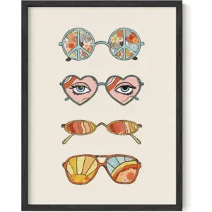 ALAYRA Sunglasses Art Poster for Teen Girls Room - Retro Indie Aesthetic Trippy Wall Art UNFRAMED 12"x16" (Hippie Sunglasses) 01