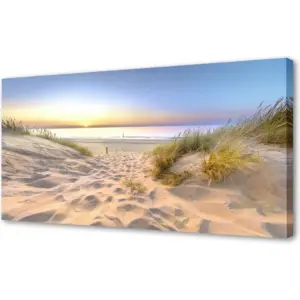 ALAYRA Sunset Ocean View Canvas Wall Art Picture 1 Panel Outdoor Dune Coast Scene Prints Painting For Bedroom Modern Office Wall Decor Artwork 01
