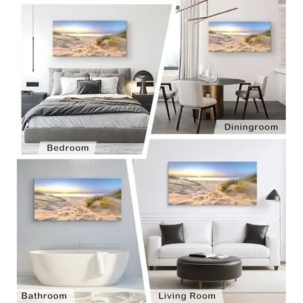 ALAYRA Sunset Ocean View Canvas Wall Art Picture 1 Panel Outdoor Dune Coast Scene Prints Painting For Bedroom Modern Office Wall Decor Artwork 01 - Image 2