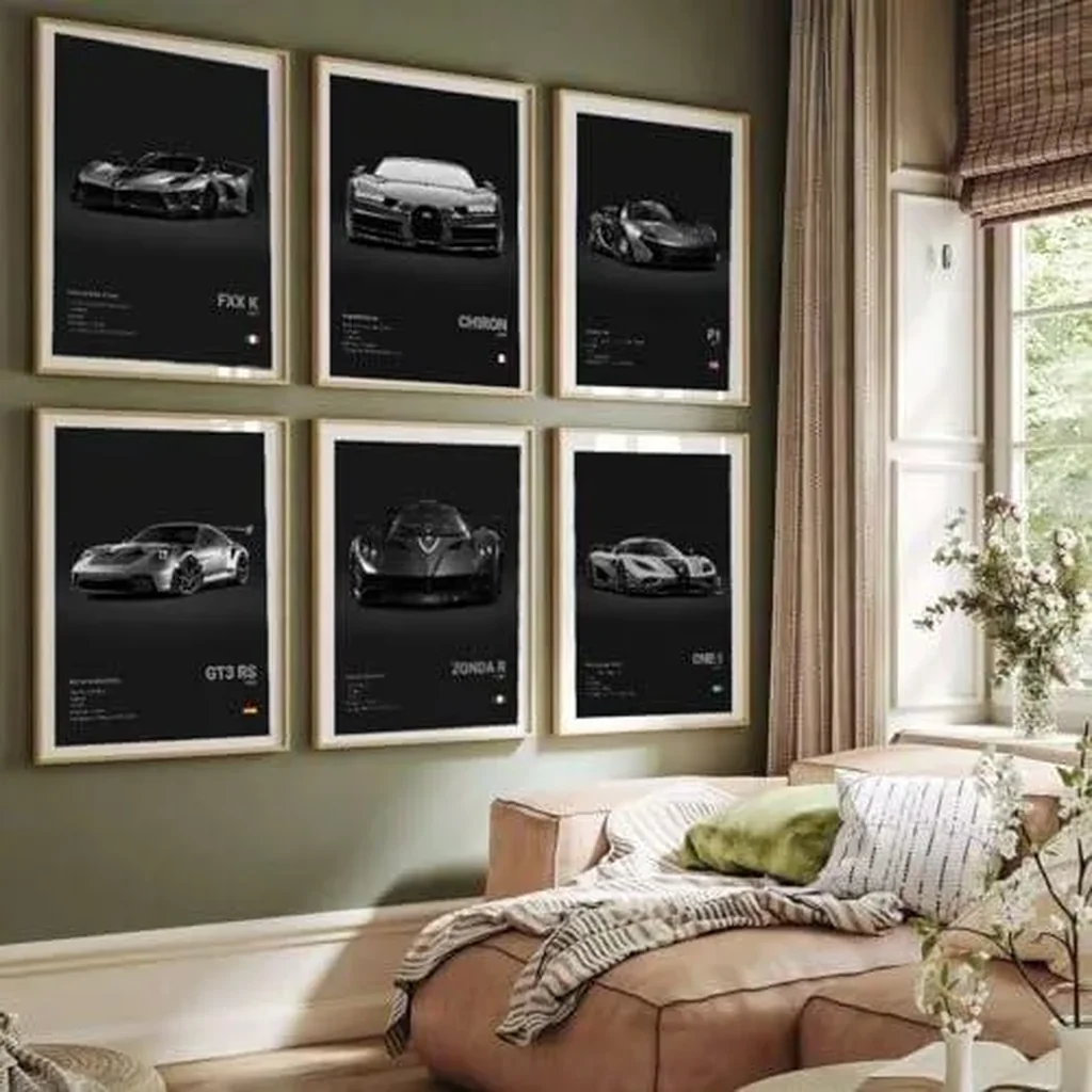 ALAYRA Super Car Poster Racing Car Wall Art For Home Decor Car Prints For Walls FXXK CHIRON P1 911GT3 RS ZONDA R ONE1 Cardstock Posters Set Of 6(Unframe 8x12inch) 01 - Image 2