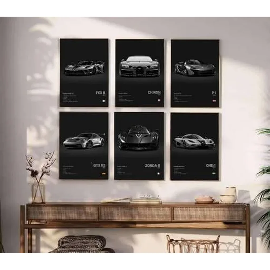 ALAYRA Super Car Poster Racing Car Wall Art For Home Decor Car Prints For Walls FXXK CHIRON P1 911GT3 RS ZONDA R ONE1 Cardstock Posters Set Of 6(Unframe 8x12inch) 01 - Image 4