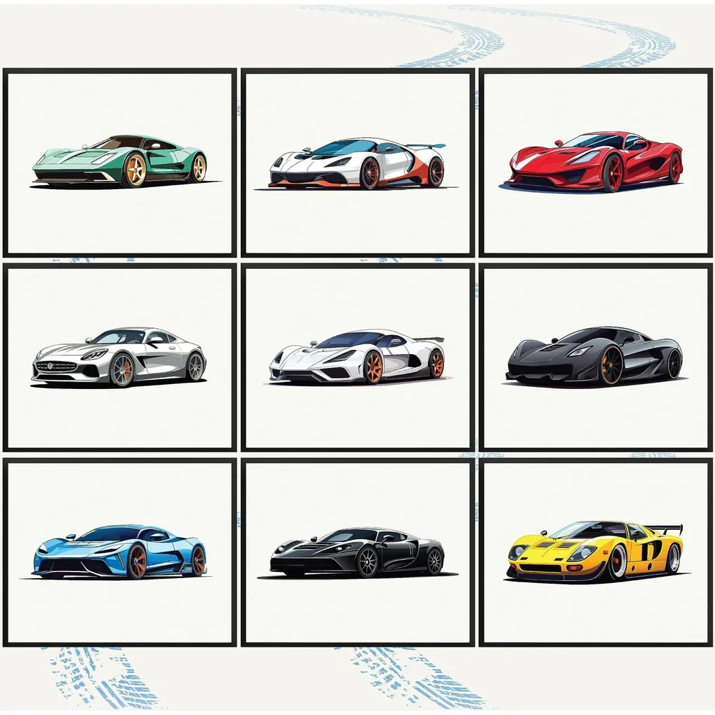 ALAYRA Super Car Posters for Boys Room - Modern Car Wall Art Prints, Sport Car Poster for Men, Racing Car Room Decor, Cool Supercars Artwork Pictures Decoration (8x10 UNFRAMED) 01