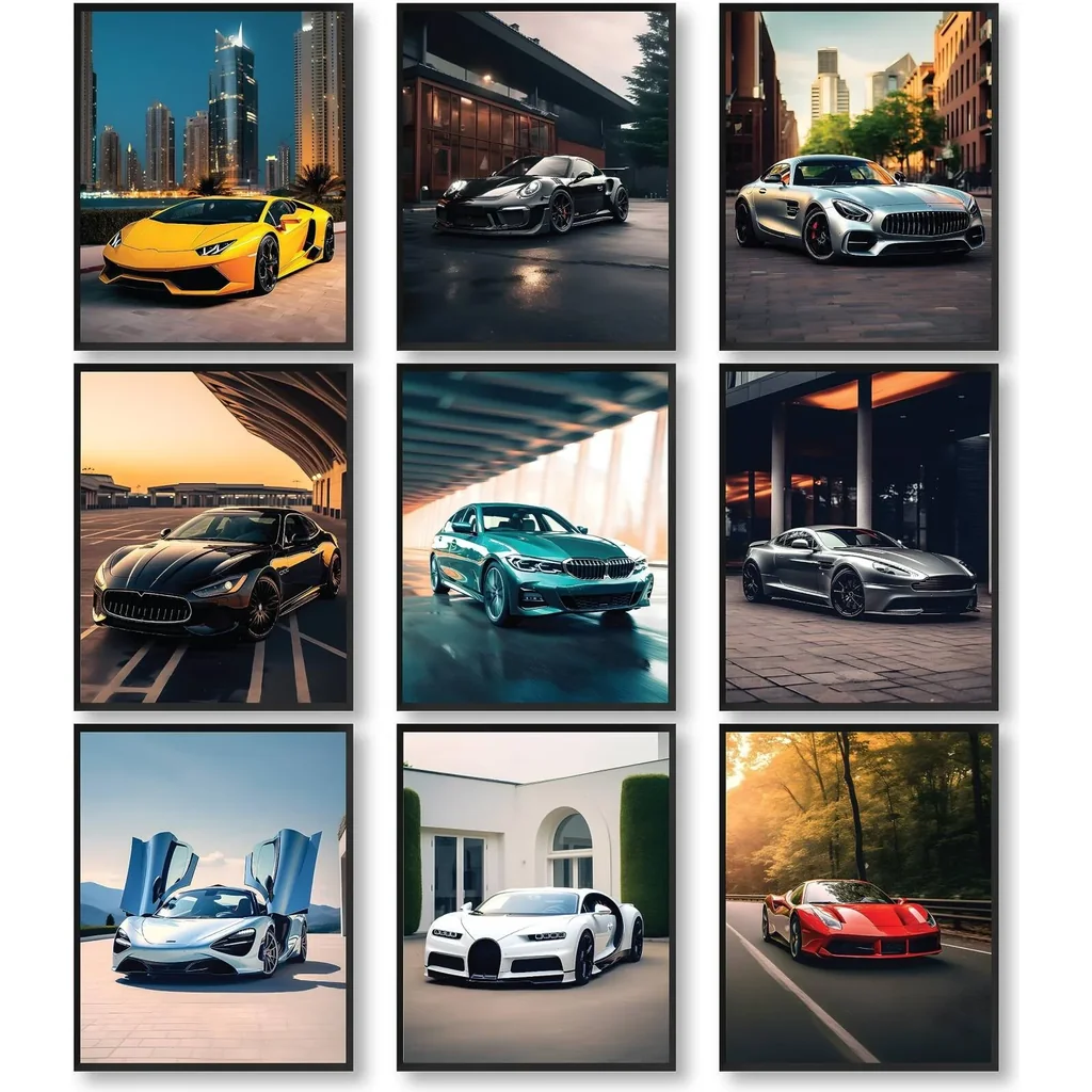 ALAYRA Super Car Posters for Boys Room - Modern Car Wall Art Prints, Sport Car Poster for Men, Racing Car Room Decor, Cool Supercars Artwork Pictures Decoration (8x10 UNFRAMED) 02