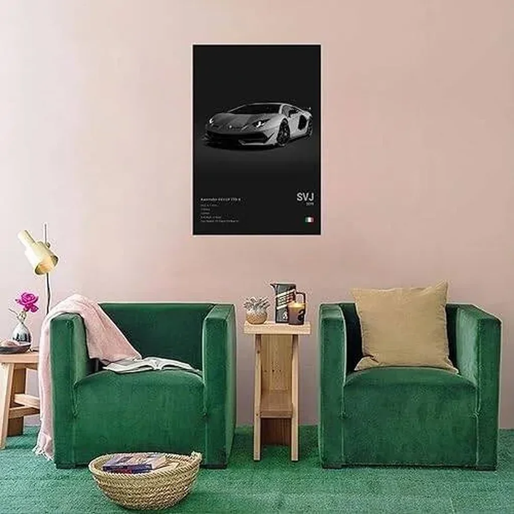ALAYRA Supercar Poster - Muscle Car Wall Art Canvas Pictures for Room Decor - Unframed 12x18 Inch (30x45cm) 01 - Image 3