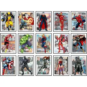ALAYRA Superhero Posters - Super Hero Room Decor for Boys, Superhero Bedroom Decor, Superhero Wall Decor, Comic Book Decor for Boys Room, Girls Superhero Room Decor - Unframed Set of 15 (8x10) 01