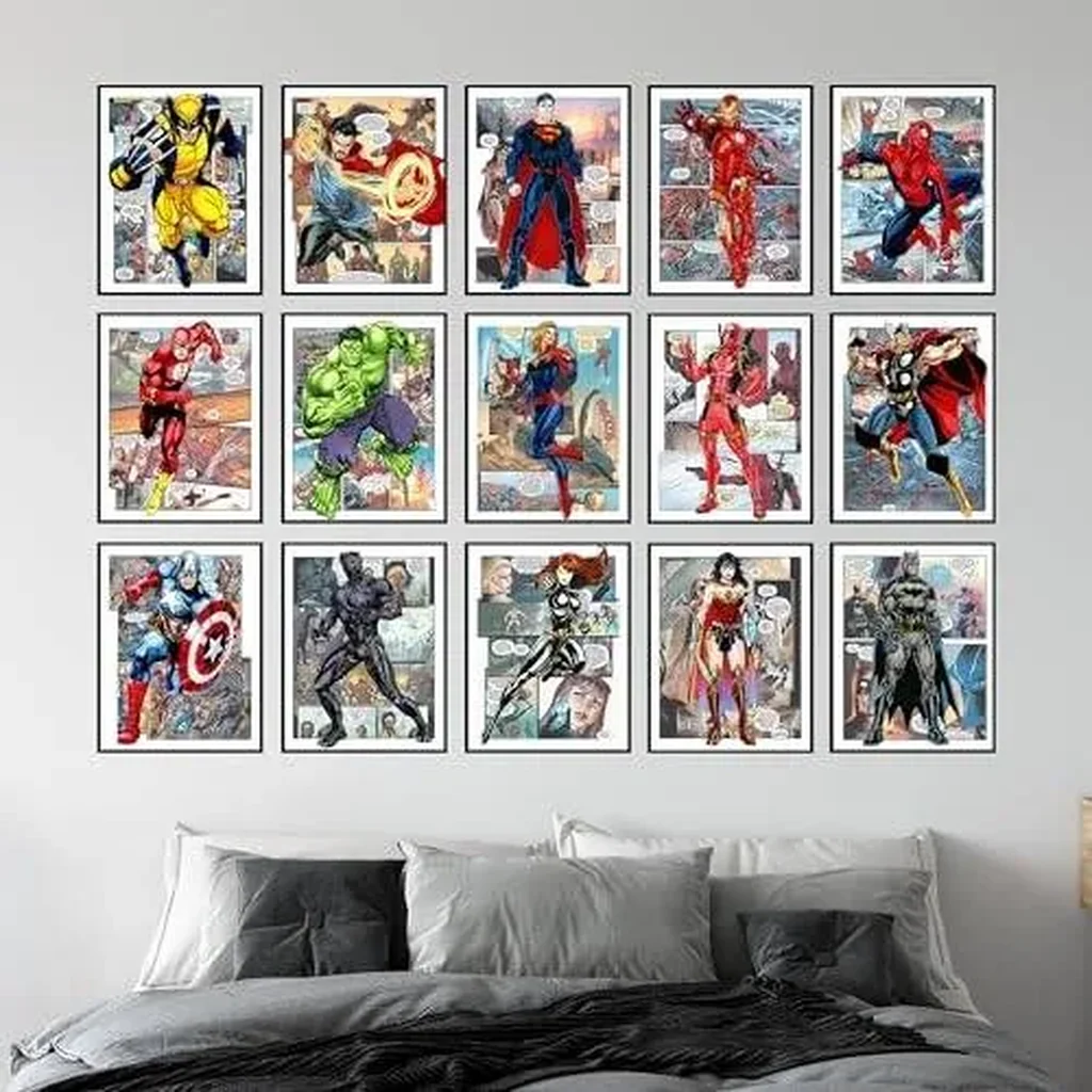 ALAYRA Superhero Posters - Super Hero Room Decor for Boys, Superhero Bedroom Decor, Superhero Wall Decor, Comic Book Decor for Boys Room, Girls Superhero Room Decor - Unframed Set of 15 (8x10) 01 - Image 2