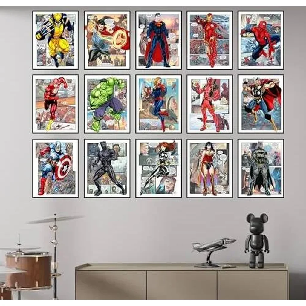 ALAYRA Superhero Posters - Super Hero Room Decor for Boys, Superhero Bedroom Decor, Superhero Wall Decor, Comic Book Decor for Boys Room, Girls Superhero Room Decor - Unframed Set of 15 (8x10) 01 - Image 3
