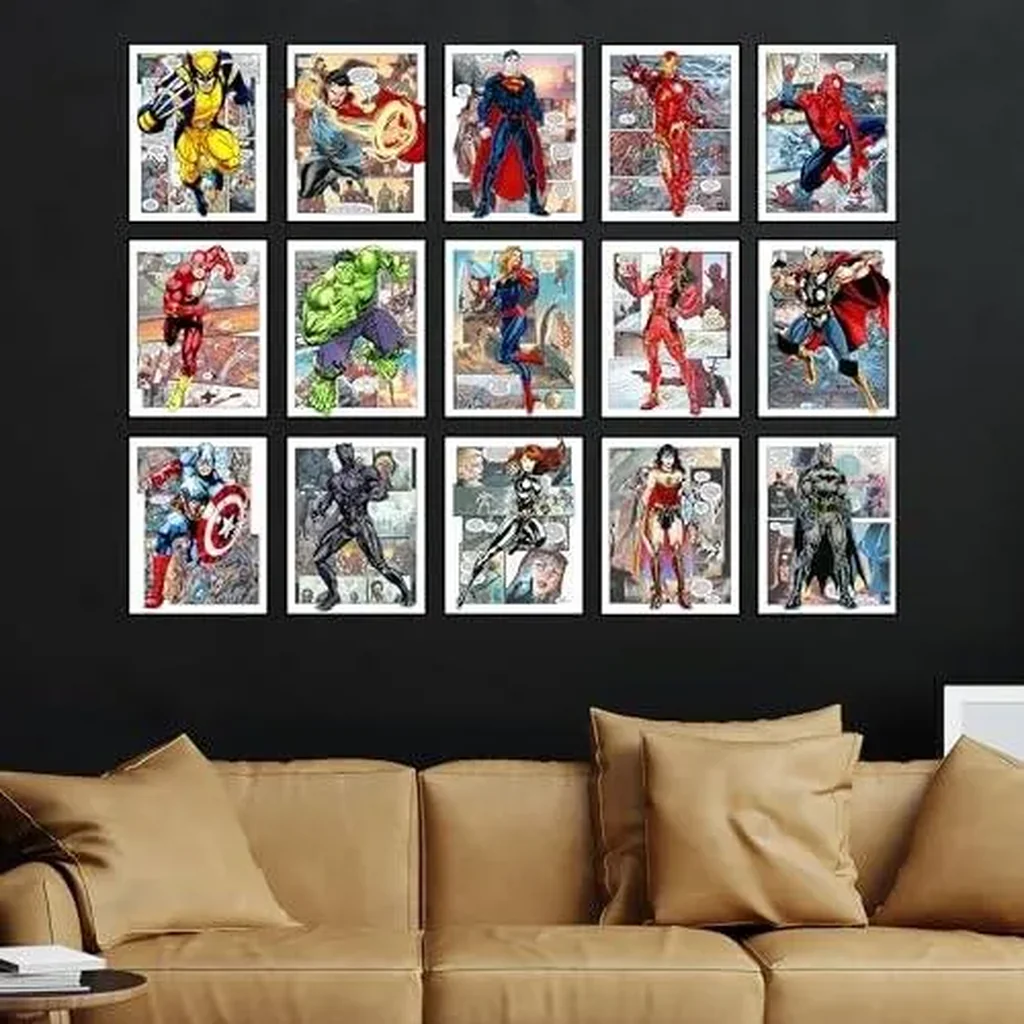 ALAYRA Superhero Posters - Super Hero Room Decor for Boys, Superhero Bedroom Decor, Superhero Wall Decor, Comic Book Decor for Boys Room, Girls Superhero Room Decor - Unframed Set of 15 (8x10) 01 - Image 5