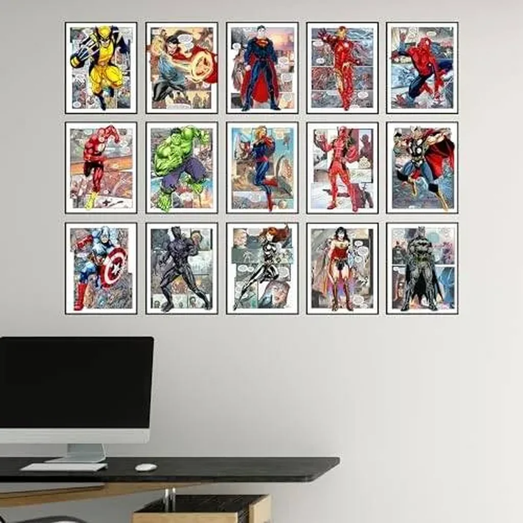 ALAYRA Superhero Posters - Super Hero Room Decor for Boys, Superhero Bedroom Decor, Superhero Wall Decor, Comic Book Decor for Boys Room, Girls Superhero Room Decor - Unframed Set of 15 (8x10) 01 - Image 6