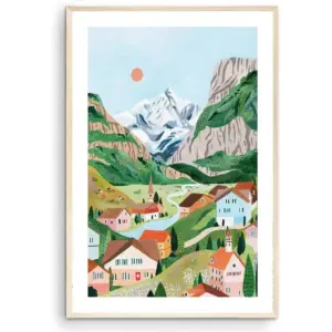 ALAYRA Switzerland Art Print, Mountain Wall Art, Swiss Alps Poster, Grindelwald Print, Lauterbrunnen, Travel Poster, Travel Gift, Housewarming Gift (Unframed) (12x18) 01
