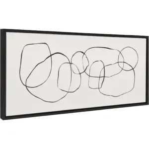 ALAYRA Sylvie Dancing Circles Framed Canvas Wall Art by Teju Reval of SnazzyHues, 18x40 Black, Decorative Abstract Wall Dcor 01