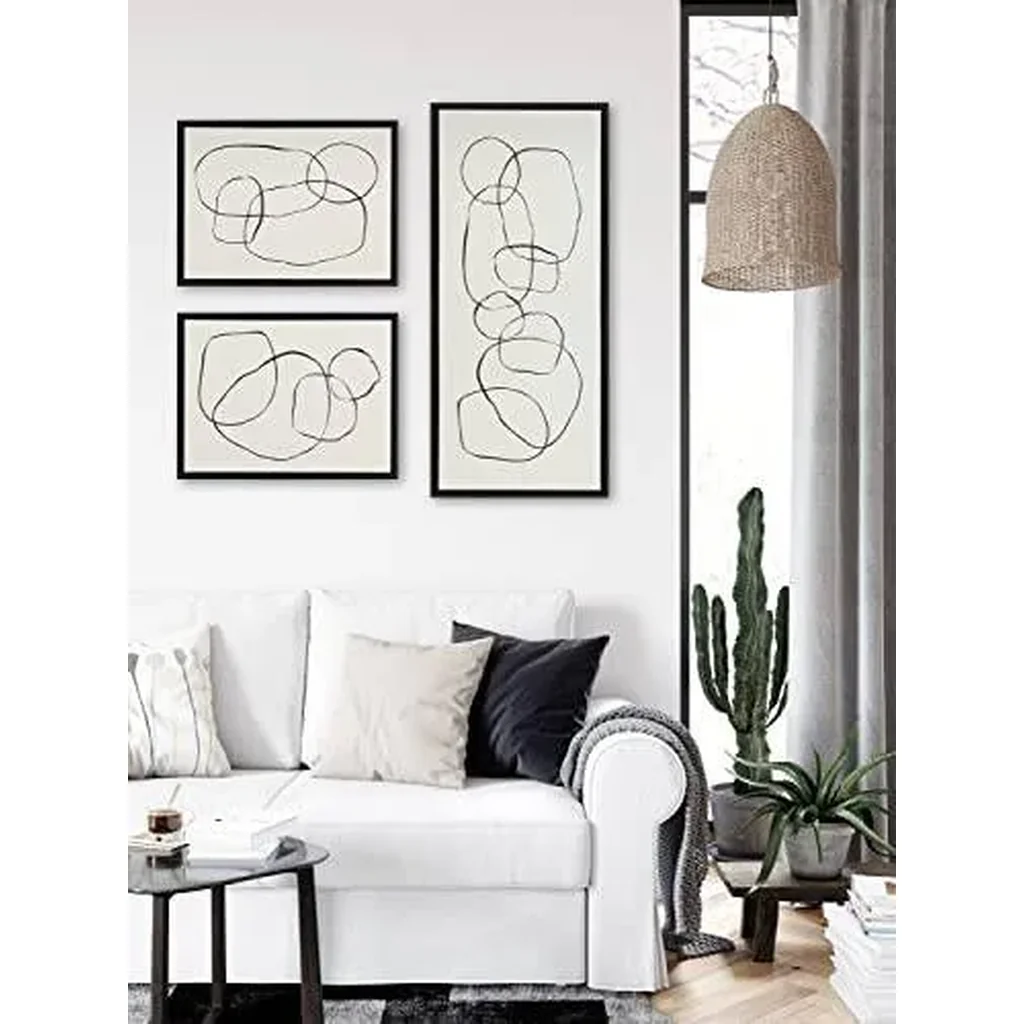 ALAYRA Sylvie Dancing Circles Framed Canvas Wall Art by Teju Reval of SnazzyHues, 18x40 Black, Decorative Abstract Wall Dcor 01 - Image 3
