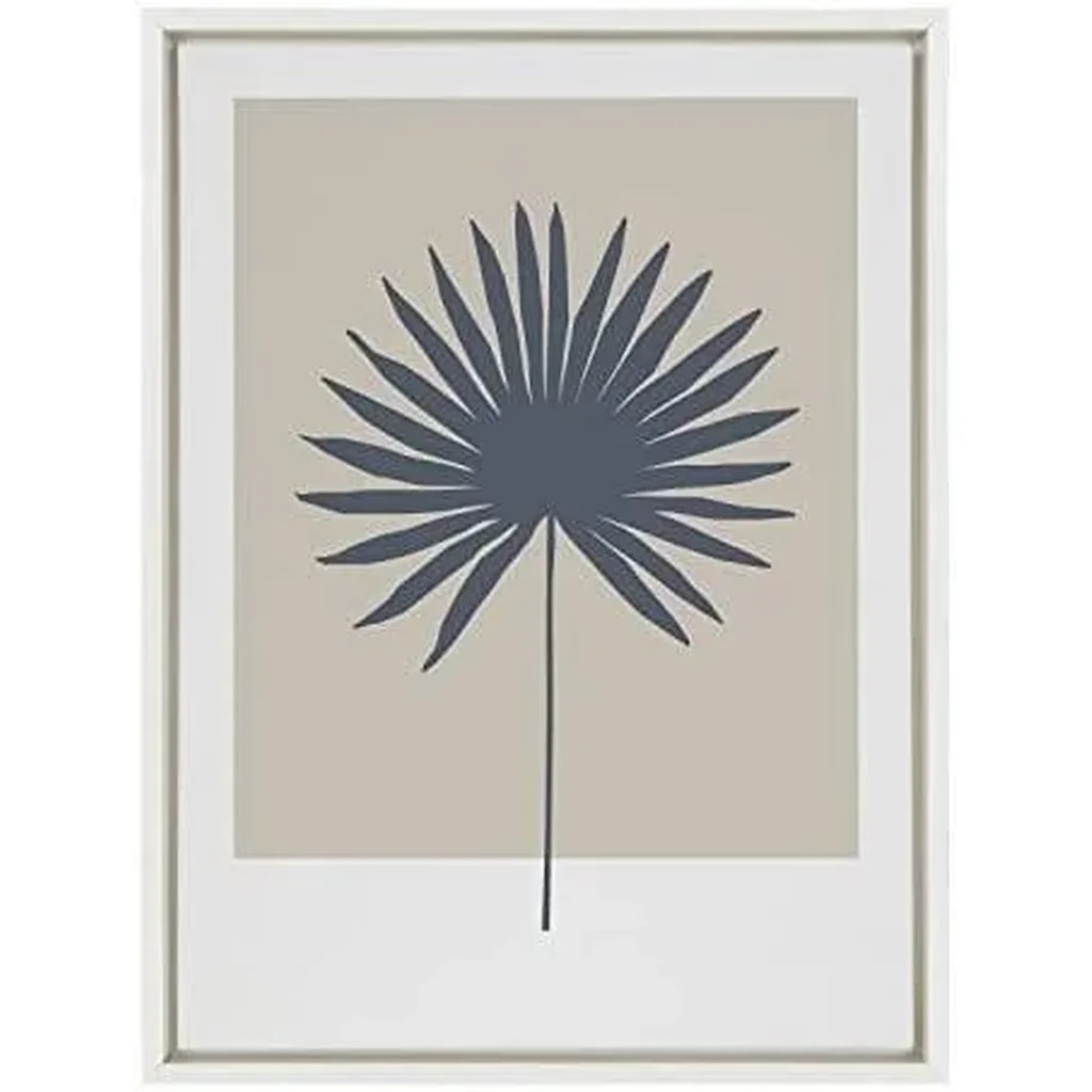 ALAYRA Sylvie Muted Tan and Blue Colorblock Botanical Palm Framed Canvas Wall Art by The Creative Bunch Studio, 18x24 White, Simple Modern Botanical Wall Decor Art 01 - Image 3