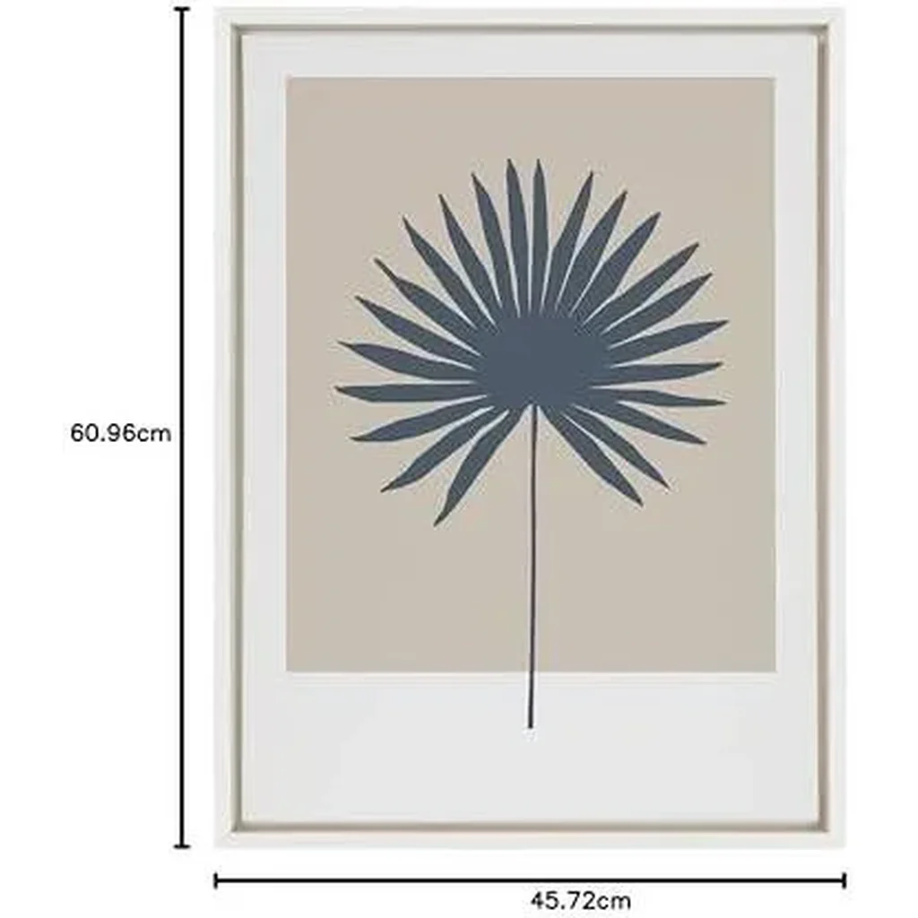 ALAYRA Sylvie Muted Tan and Blue Colorblock Botanical Palm Framed Canvas Wall Art by The Creative Bunch Studio, 18x24 White, Simple Modern Botanical Wall Decor Art 01 - Image 4