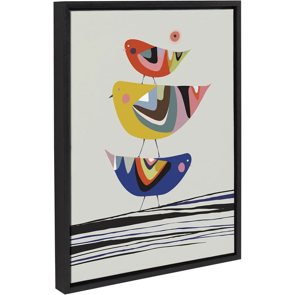 ALAYRA Sylvie The Family Tree Framed Canvas Wall Art by Rachel Lee of My Dream Wall, 18x24 Black, Colorful Animal Art for Wall 01