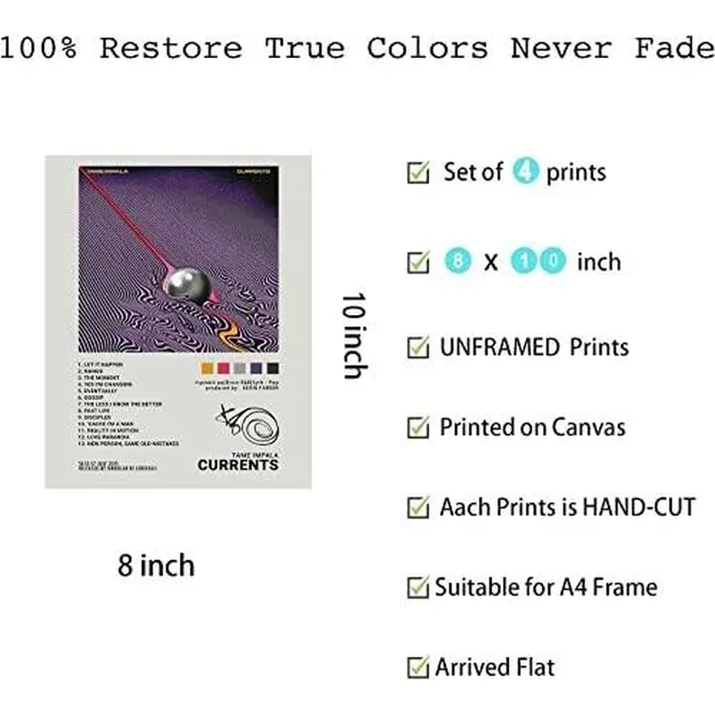 ALAYRA Tame Impala Posters Music Album Cover Posters Print Set of 4 Room Aesthetic Canvas Wall Art for Girl and Boy Teens Dorm Decor 8x10 inch Unframed 01 - Image 4