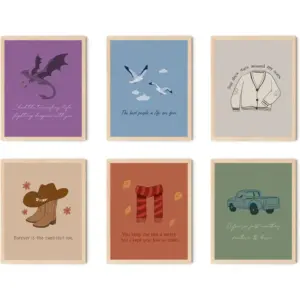 ALAYRA Taylor Music Inspired Posters, Eras Album Wall Art for Fans Gifts, Song Lyrics Room Decor for Bedroom. (8" X 10", Set of 6, UNFRAMED) 01