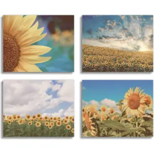ALAYRA Teen Tween Girl Boho Sunflower Posters Wall Art Prints (UNFRAMED 8 x 10 set of 4) Vintage Inspirational Bathroom Wall Decor, Restroom, Bedroom, Dorm, Posters (Boho Sunflower Collage) 01