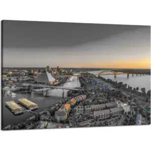 ALAYRA Tennessee Memphis Skyline Wall Art Canvas Printed Memphis Pictures Wall Decor for Home Black and White Painting Posters Frame Office Living Room Bedroom Decorations Ready to Hang(24''Wx16''H) 0