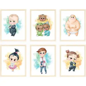 ALAYRA The Boss Baby Wall Dcor, The Boss Baby Wall Prints, Boss Baby Cartoon Poster, Set of 6, 8x10 inches (Unframed) 01