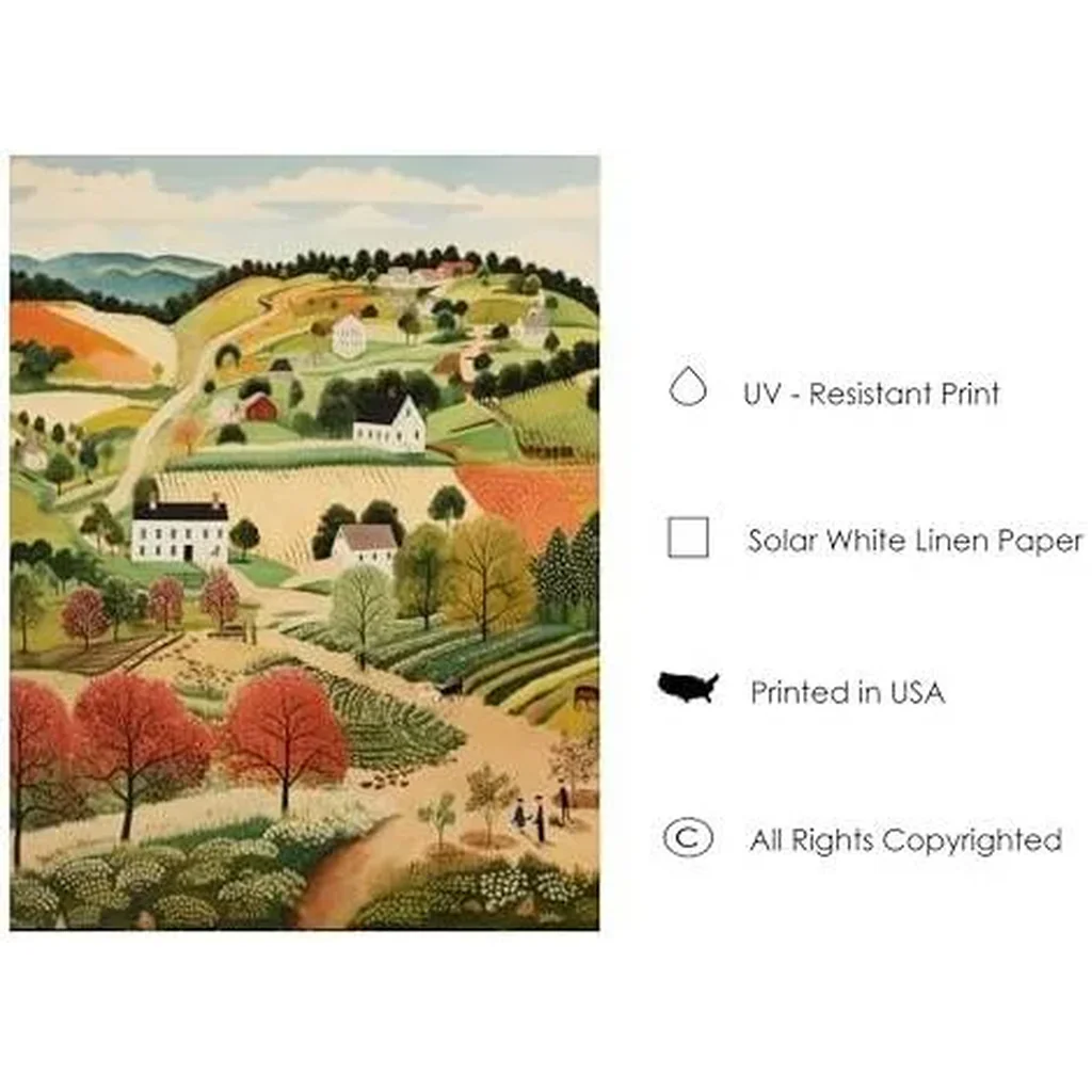 ALAYRA The Countryside Poster Art Print, Scenery Landscape American Folk Art, Naive Artwork PIcture Painting Decor for Bedroom, Bathroom, Living room. (The Countryside, 16x20 inches (Unframed)) 01 - Image 4