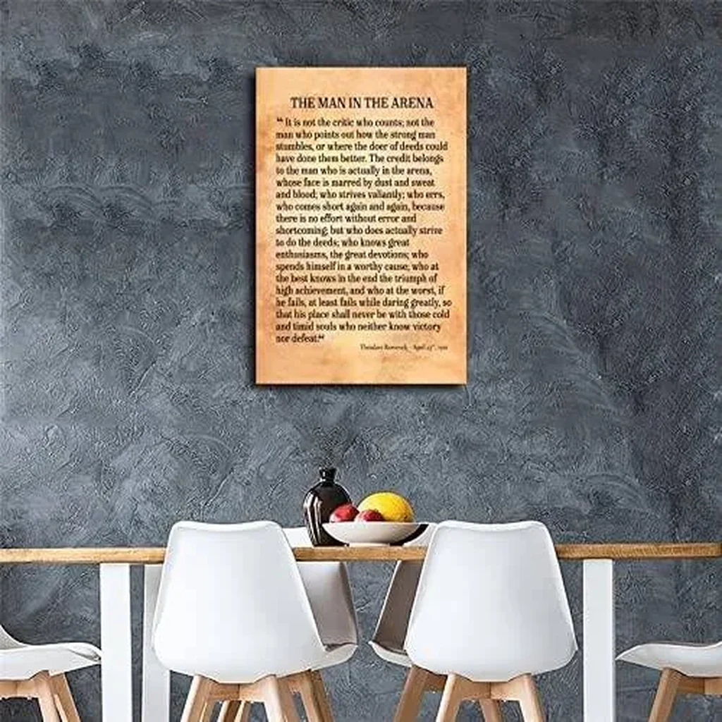 ALAYRA The Man In The Arena Theodore Roosevelt Poster Canvas Motivational Wall Art for Living Room Ispirational Quote Pictures Painting Decor (16x24 inch, Unframed) 01 - Image 5