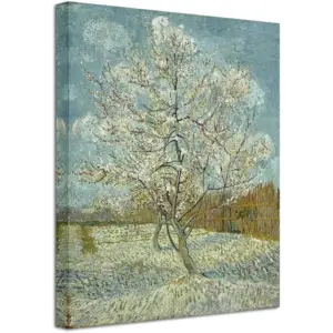 ALAYRA The Pink Peach Tree Canvas Prints Wall Art by Van Gogh Classic Famous Oil Paintings Reproduction Modern Gallery Wrapped Landscapes Giclee Picture Artwork 16"L x 12"W 01