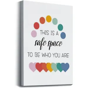 ALAYRA This Is A Safe Space To Be Who You Are Wall Art Prints Artwork Decor for Mental Health Themed Canvas Wall Art Prints, Bathroom Bedroom Living Room Home Counseling Office Decorations, 11"x14" 01