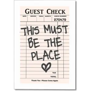 ALAYRA This Must Be The Place Canvas Wall Art, Trendy Vintage Guest Check Print Poster, Retro Western Preppy Girly Wall Decor, Minimalist Black White Quotes Bar Cart Decor 16x24in Unframed 01