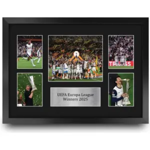 ALAYRA Tottenham Hotspur Europa League Cup Winners 2025 Spurs Champions Gifts Printed Signed Autograph Picture for Football Fans and Supporters - A3 Framed 01