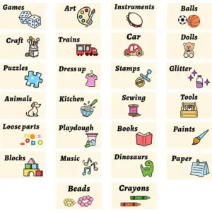 ALAYRA Toy Labels - Removable Storage Stickers for Kids' Room, Playroom, Home Organization - 26 Labels 01