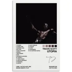ALAYRA Travis Poster Scott Utopia Album Cover Posters for Bedroom Canvas Posters for Room Aesthetic Wall Art Decor 12x18inch(30x45cm), Unframe-style 01