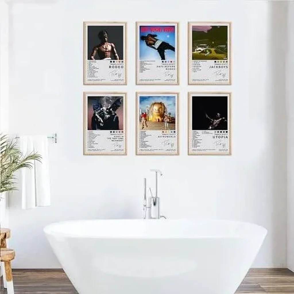 ALAYRA Travis Scott Rapper Music Signed Limited Album Cover Prints Canvas Wall Art Set of 6 for Room Aesthetic Music Classroom Bedroom Wall Decor 8x12 Inch Unframed 01 - Image 5