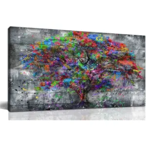 ALAYRA Tree Wall Art Decor - Graffiti Pictures for Living Room - Large Canvas Wall Decor for Bedroom Ready to Hang Size 40"x 20" 01