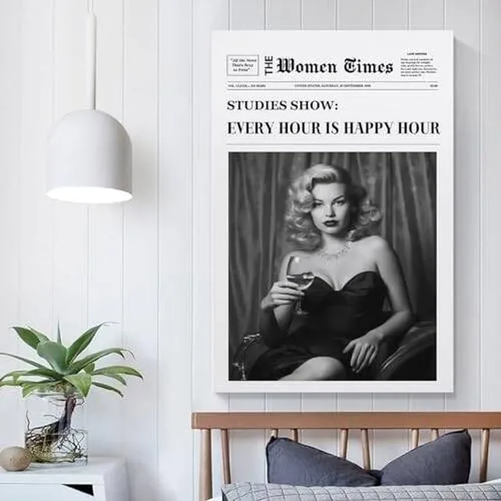 ALAYRA Trendy NewsPaper Wall Art Positive Affirming Quotes Poster Every Hour Is Happy Hour Canvas Prints Trendy Retro Art for Girl Dorm Living Room Bar Decor (05-Aesthetic, 16x24inch-Unframe) 01 - Image 2
