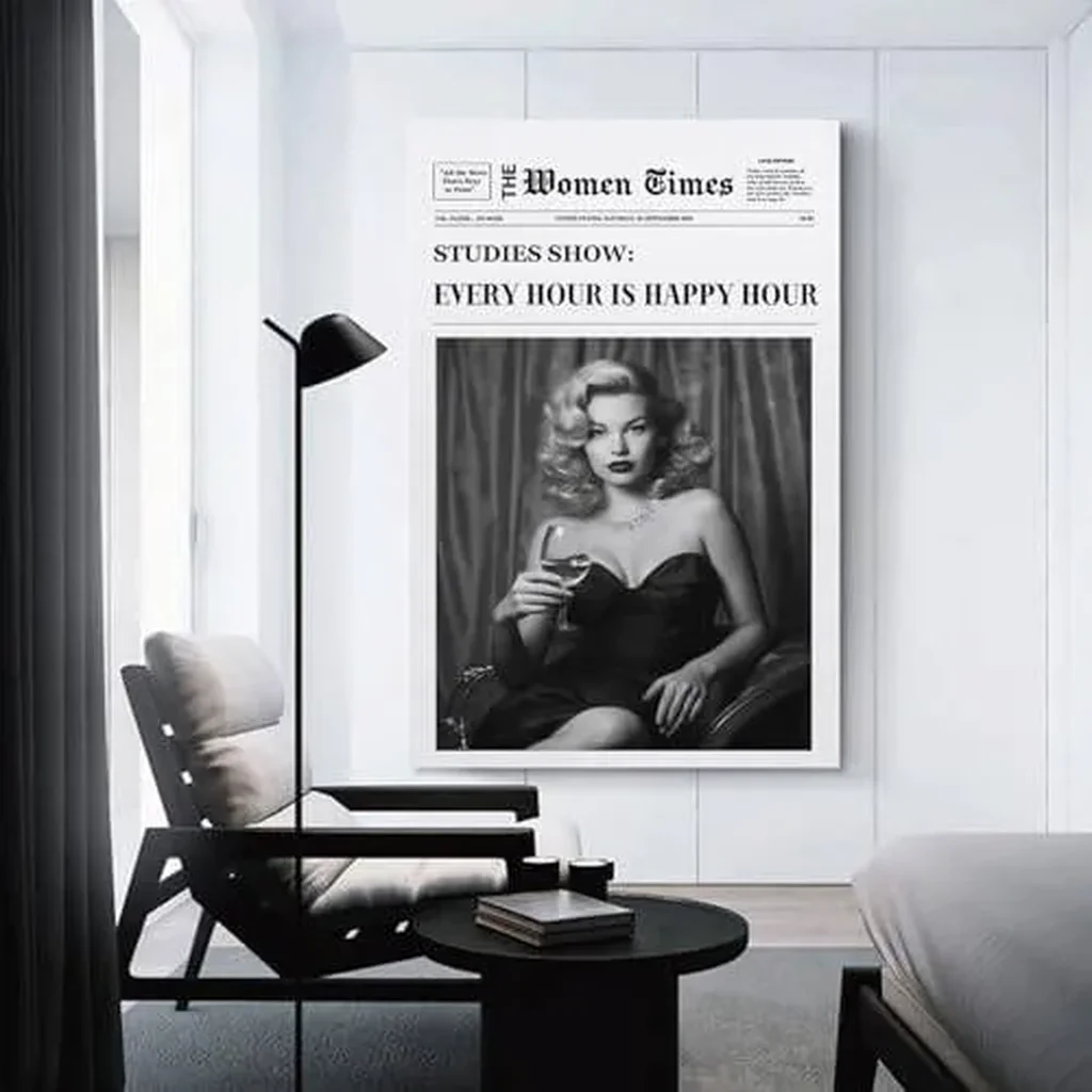 ALAYRA Trendy NewsPaper Wall Art Positive Affirming Quotes Poster Every Hour Is Happy Hour Canvas Prints Trendy Retro Art for Girl Dorm Living Room Bar Decor (05-Aesthetic, 16x24inch-Unframe) 01 - Image 3