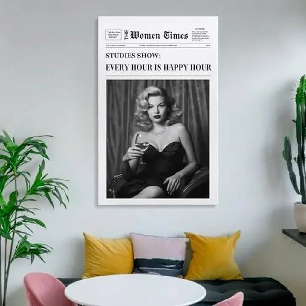 ALAYRA Trendy NewsPaper Wall Art Positive Affirming Quotes Poster Every Hour Is Happy Hour Canvas Prints Trendy Retro Art for Girl Dorm Living Room Bar Decor (05-Aesthetic, 16x24inch-Unframe) 01 - Image 4