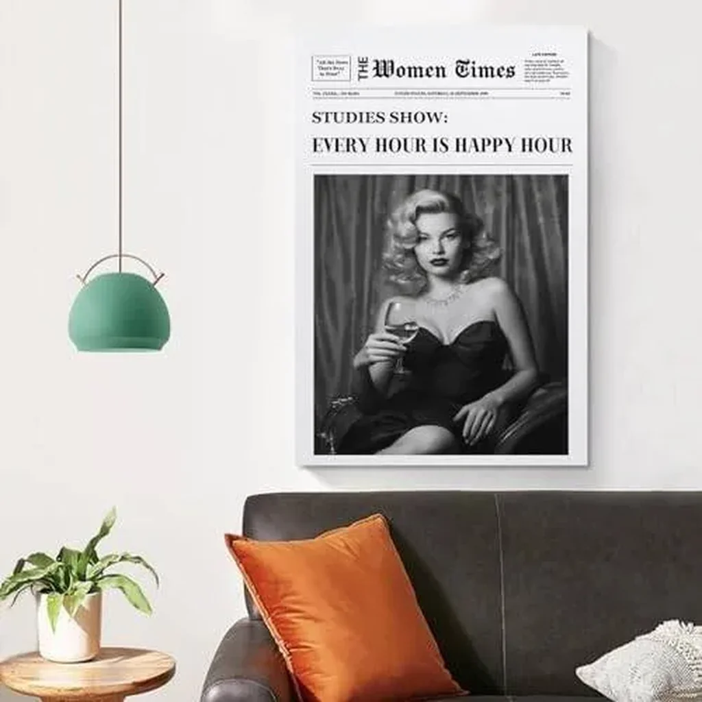 ALAYRA Trendy NewsPaper Wall Art Positive Affirming Quotes Poster Every Hour Is Happy Hour Canvas Prints Trendy Retro Art for Girl Dorm Living Room Bar Decor (05-Aesthetic, 16x24inch-Unframe) 01 - Image 5