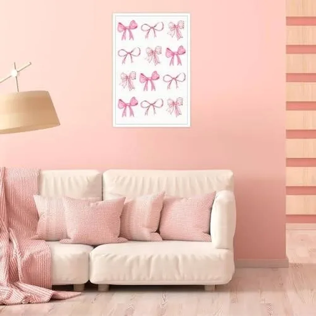 ALAYRA Trendy Pink Bow Posters Light Pink Bow Prints Painting Balletcore Girl Canvas Wall Art Funky Coquette Preppy Aesthetic Wall Decor For Bedroom Living Room 12x16in Unframed 01 - Image 6