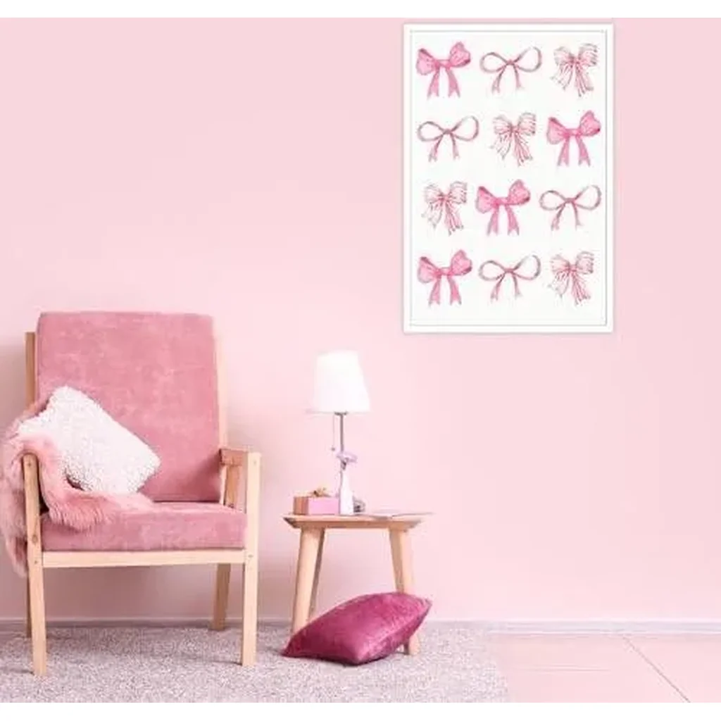 ALAYRA Trendy Pink Bow Posters Light Pink Bow Prints Painting Balletcore Girl Canvas Wall Art Funky Coquette Preppy Aesthetic Wall Decor For Bedroom Living Room 16x24in Unframed 01 - Image 2