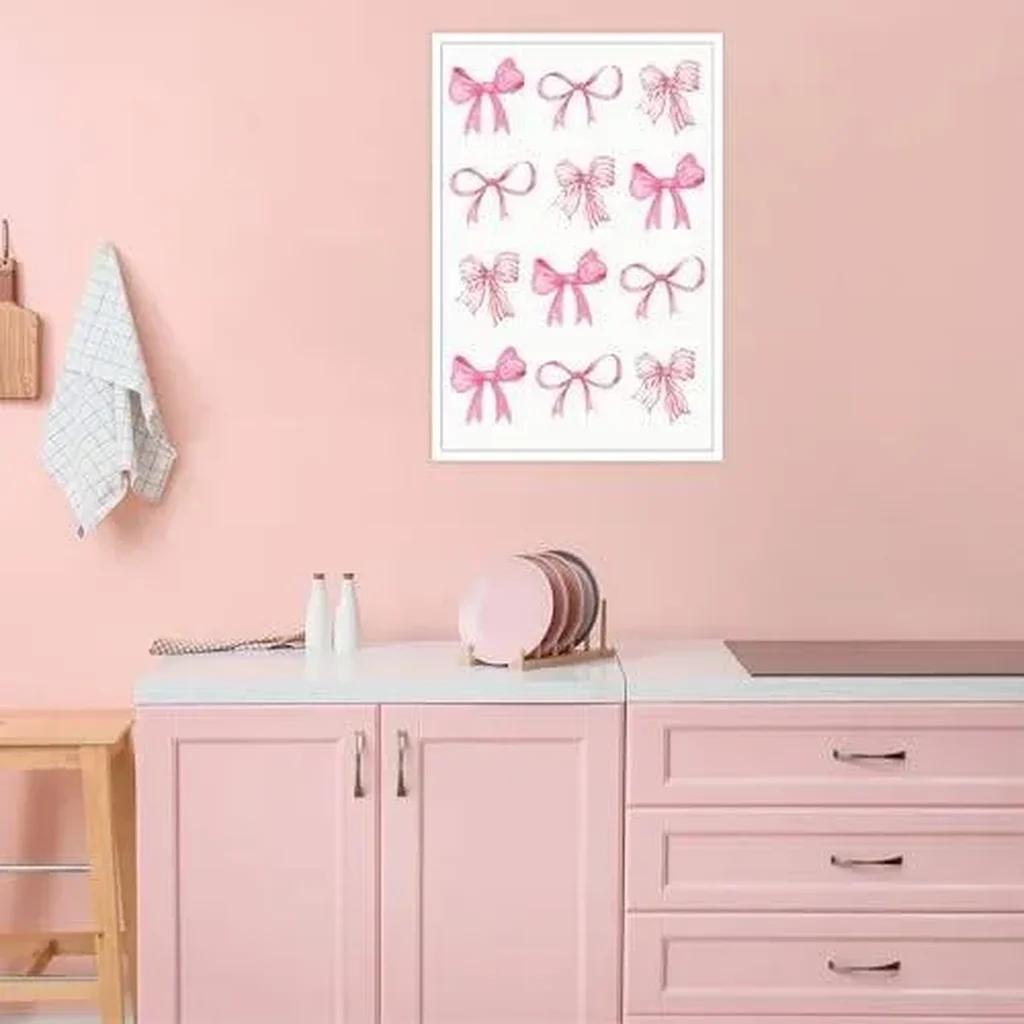 ALAYRA Trendy Pink Bow Posters Light Pink Bow Prints Painting Balletcore Girl Canvas Wall Art Funky Coquette Preppy Aesthetic Wall Decor For Bedroom Living Room 16x24in Unframed 01 - Image 4